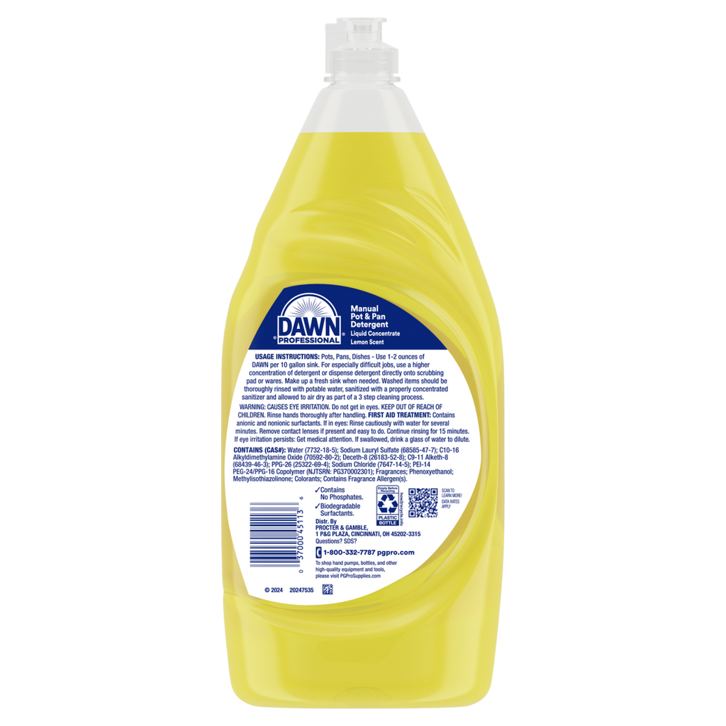 Dawn Professional Manual Pot And Pan Detergent Dish Soap Lemon Scent Liquid Concentrate - 38oz/8pk