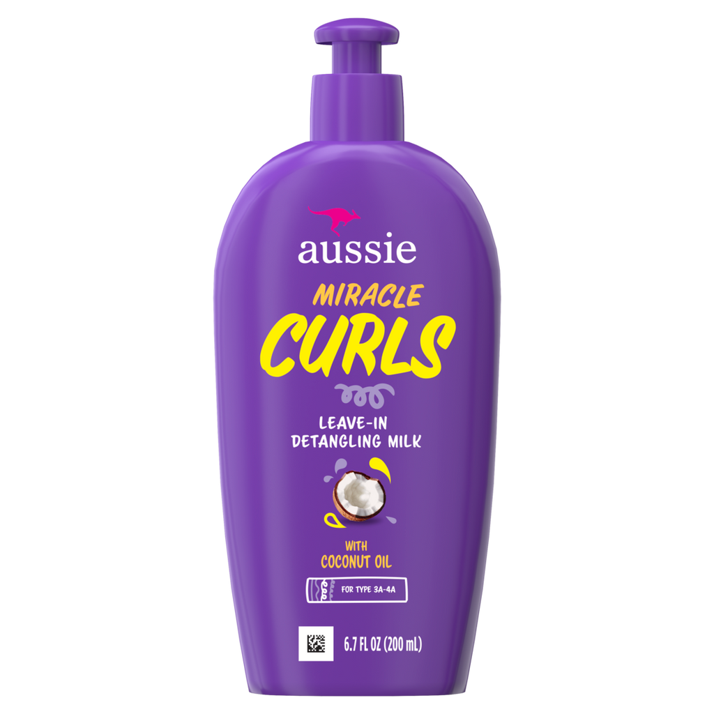 Aussie Miracle Curls Leave-In Detangling Milk Made With Coconut Oil Paraben Free - 6.7oz/12pk