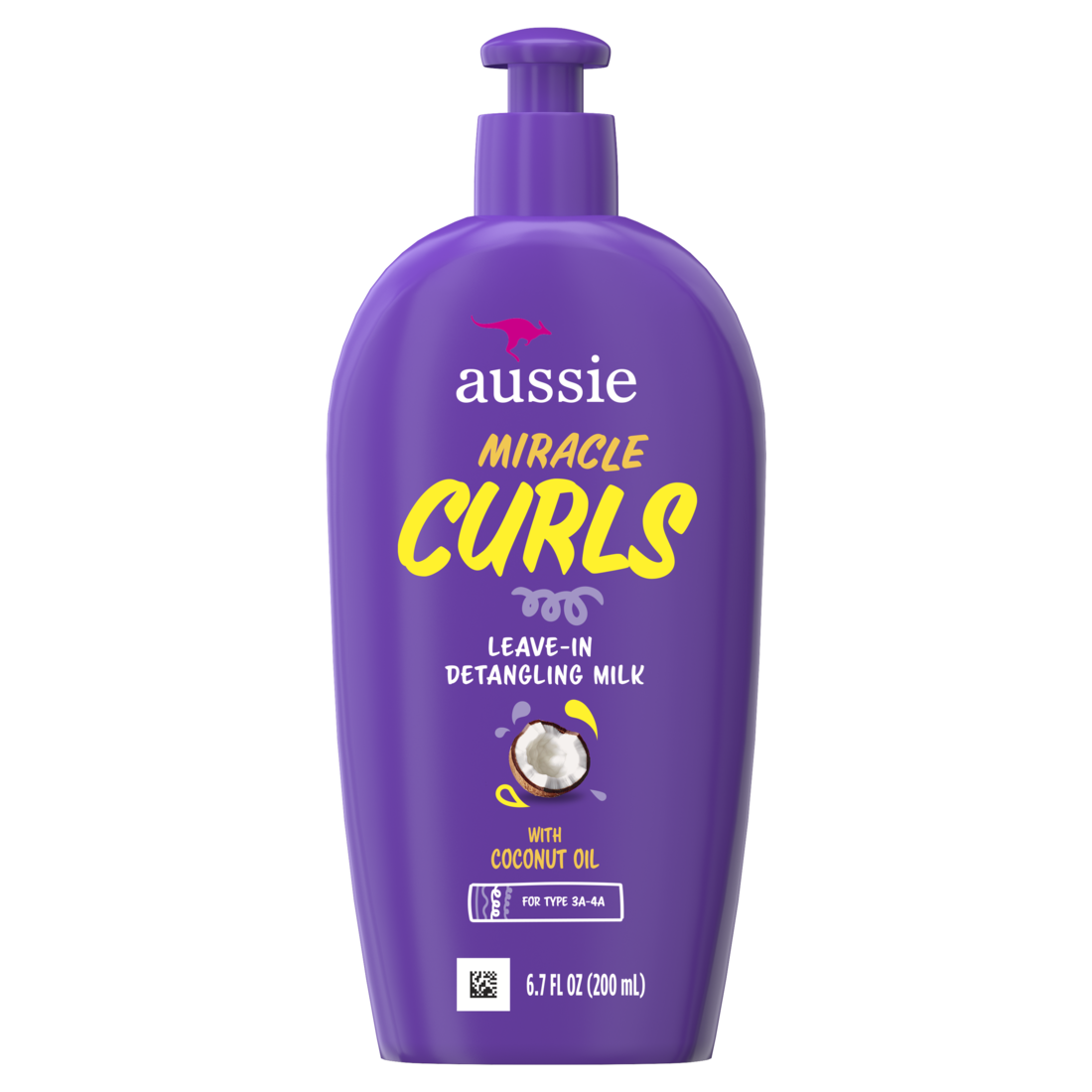 Aussie Miracle Curls Leave-In Detangling Milk Made With Coconut Oil Paraben Free - 6.7oz/12pk