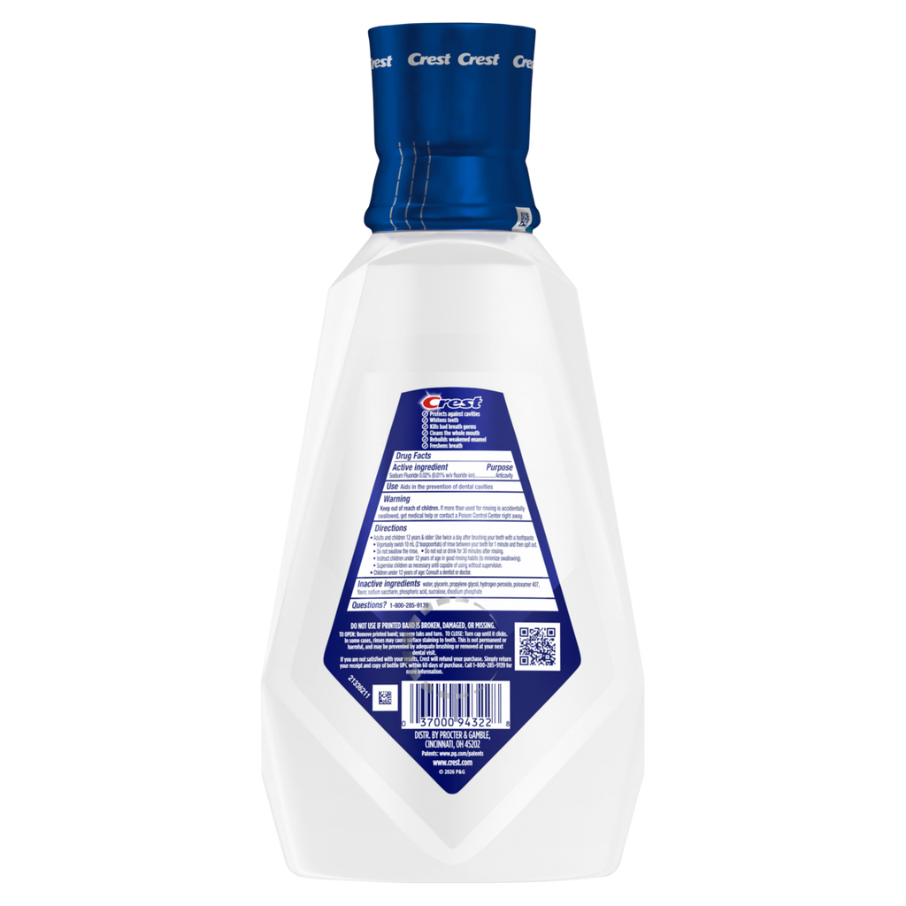 Crest Mouthwash Pro-Health Multi-Protection + Extra Whitening 6 Benefits In 1 Anticavity Fluoride Alcohol Free  Winter Mint Flavor - 32oz/6pk