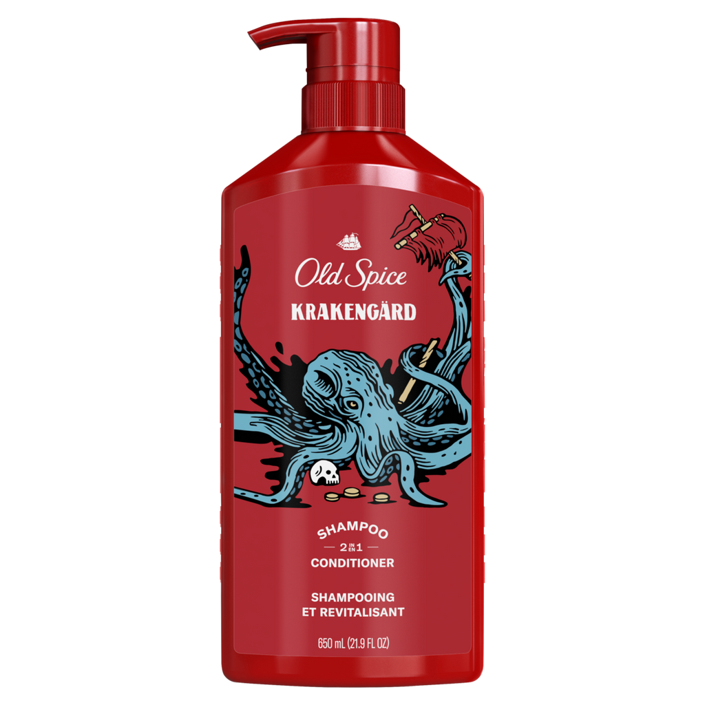 Old Spice Krakengard 2-in-1 Shampoo & Conditioner For Men Healthier Fuller More Moisturized Looking Hair - 21.9oz/4pk
