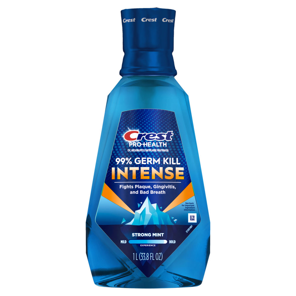 Crest Mouthwash Pro-Health Intense 99% Germ Kill Antigingivitis & Antiplaque Clean Mint 1L - 33.8oz/6pk