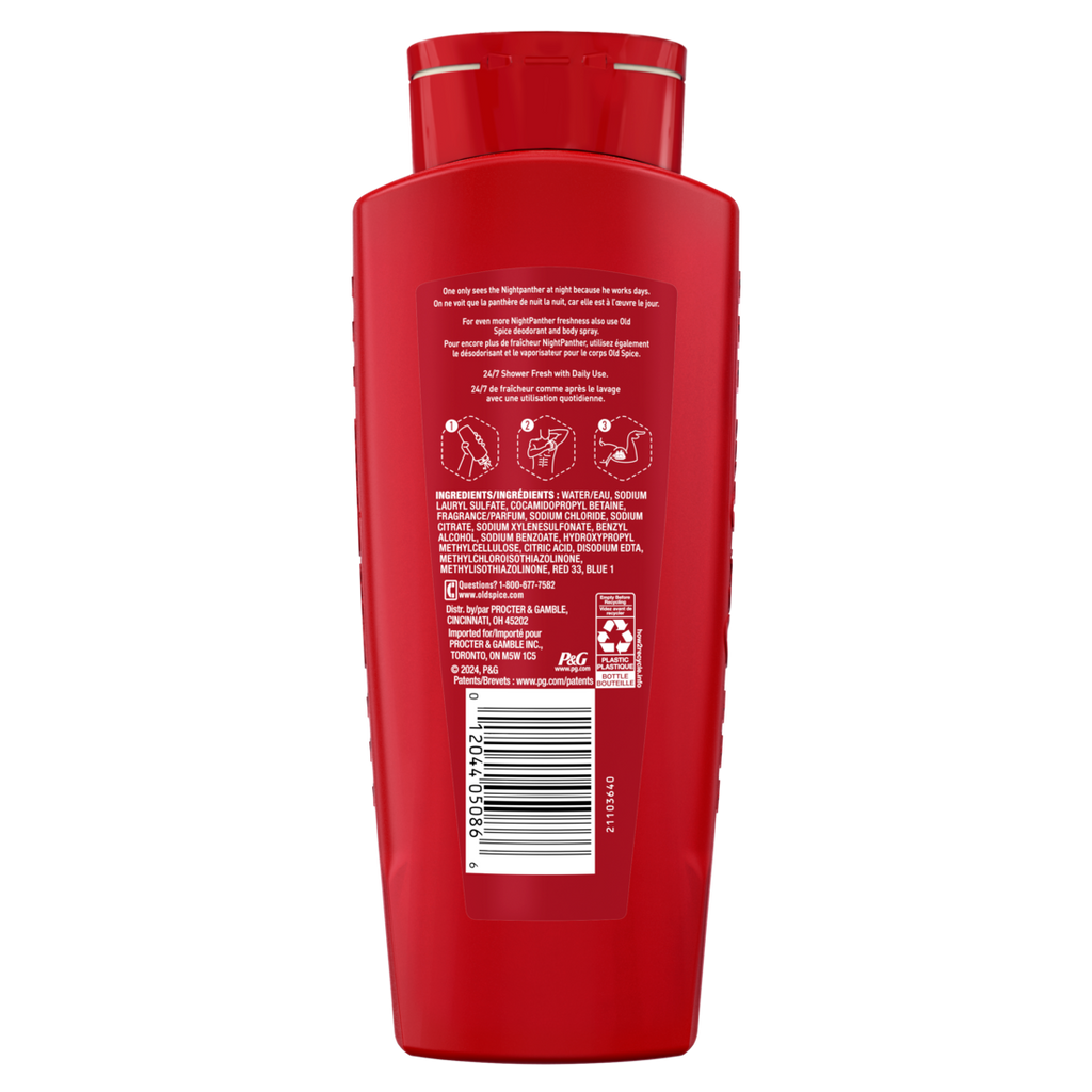 Old Spice Cleansing Body Wash For Men 24/7 Shower Clean With Lasting Scent 2-in-1 Face And Body Wash Rich Lather Nightpanther Rich Warm Scent - 24oz/4pk