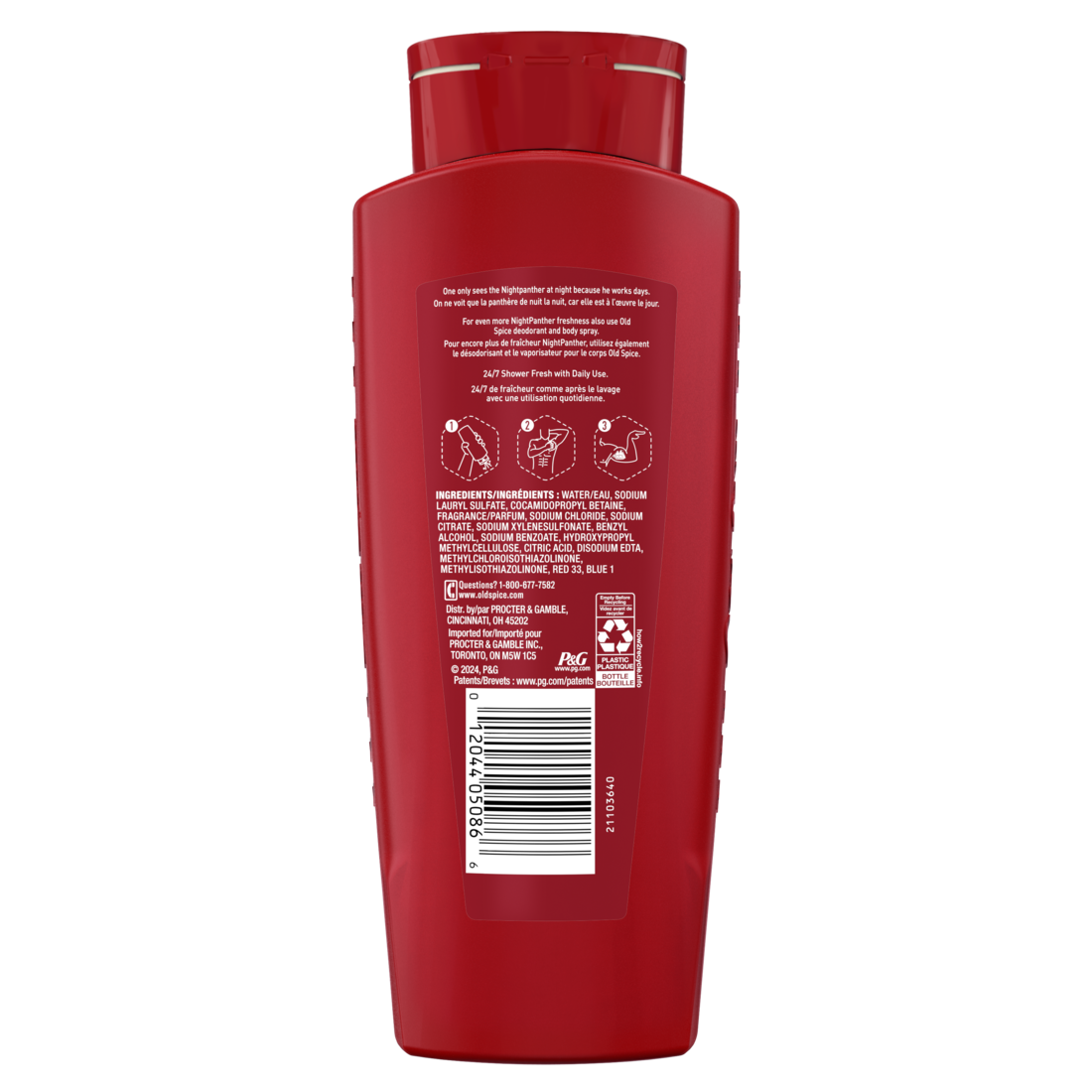 Old Spice Cleansing Body Wash For Men 24/7 Shower Clean With Lasting Scent 2-in-1 Face And Body Wash Rich Lather Nightpanther Rich Warm Scent - 24oz/4pk