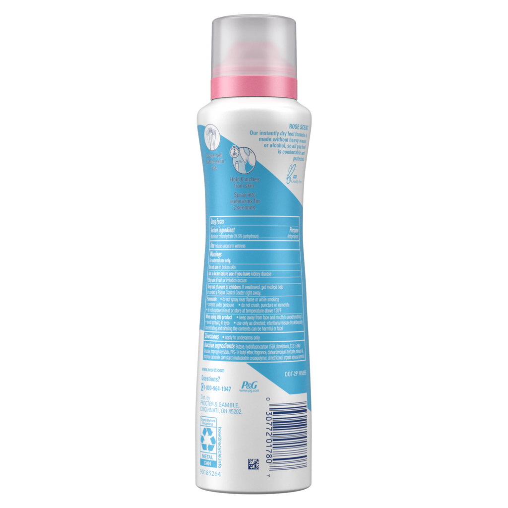 Secret Dry Spray Antiperspirant And Deodorant For Women Wild Rose And Argan Oil - 4.1oz/12pk