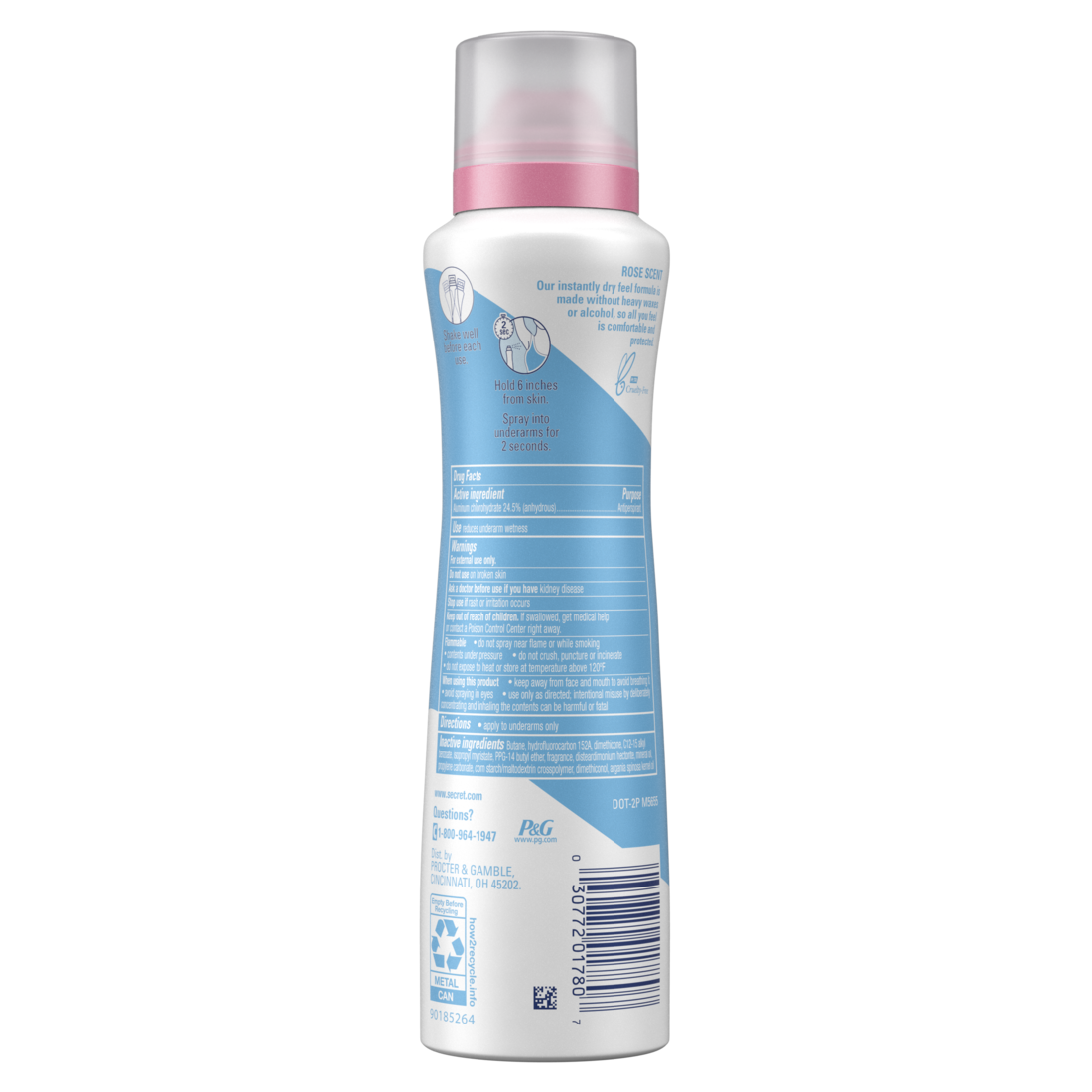 Secret Dry Spray Antiperspirant And Deodorant For Women Wild Rose And Argan Oil - 4.1oz/12pk