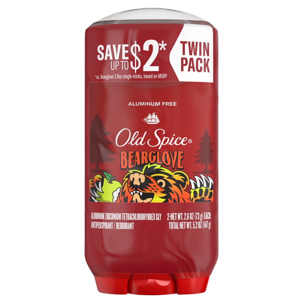 Old Spicelong Lasting  Antiperspirant And Deodorant For Men 24/7 Freshness Sweat And Odor Protection Legendary Fragrance Twin Pack Bearglove Crisp Orchard Scent - (2x2.6)oz/6pk