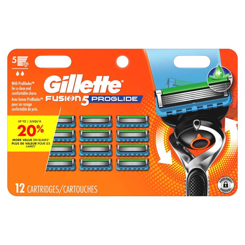 Gillette Fusion5 Proglide Razor Refills For Men Razor Cartridges For Flexball Razor Handle 5-Blade Razor Blades Precision Trimmer For Men - 12ct/6pk