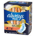 Always Maxi Overnight Pads With Wings For Women Size 4 Overnight Absorbency Unscented - 16ct/12pk