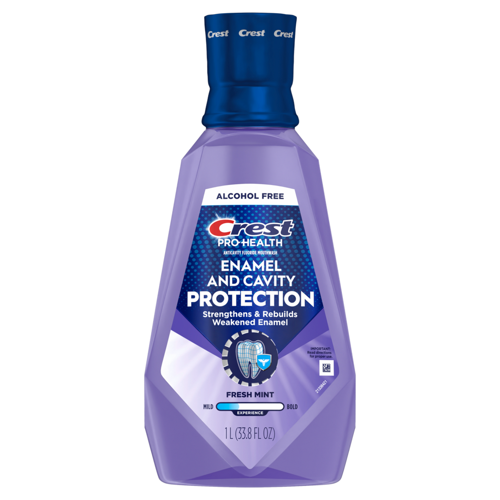 Crest Mouthwash Pro-Health Enamel & Cavity Protection 6-In-1 Benefits Alcohol Free Fresh Mint 1L - 33.8oz/6pk
