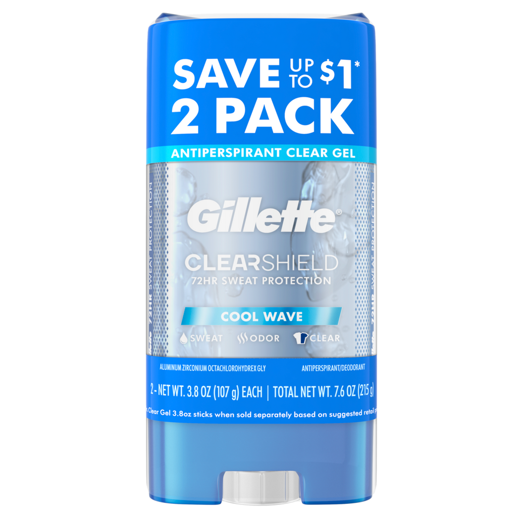 Gillette Clear Gel Antiperspirant And Deodorant For Men Cool Wave Scent Twin Pack - (2x3.8)oz/6pk