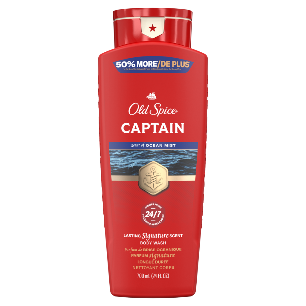 Old Spice Red Collection Body Wash For Men Captain Scent Shower Fresh Lasting Scent - 24oz/4pk