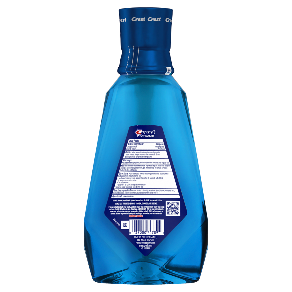 Crest Mouthwash Pro-Health Intense 99% Germ Kill Antigingivitis & Antiplaque Clean Mint 1L - 33.8oz/6pk
