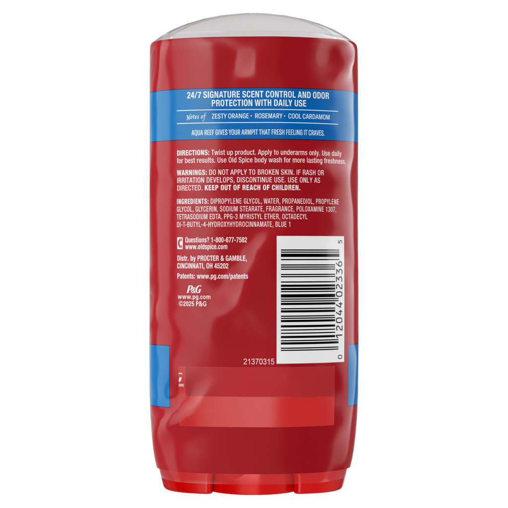 Old Spice Red Collection Deodorant For Men Aqua Reef Scent Aluminum Free Long-Lasting Fragrance Twin Pack - (2x3.0)oz/6pk