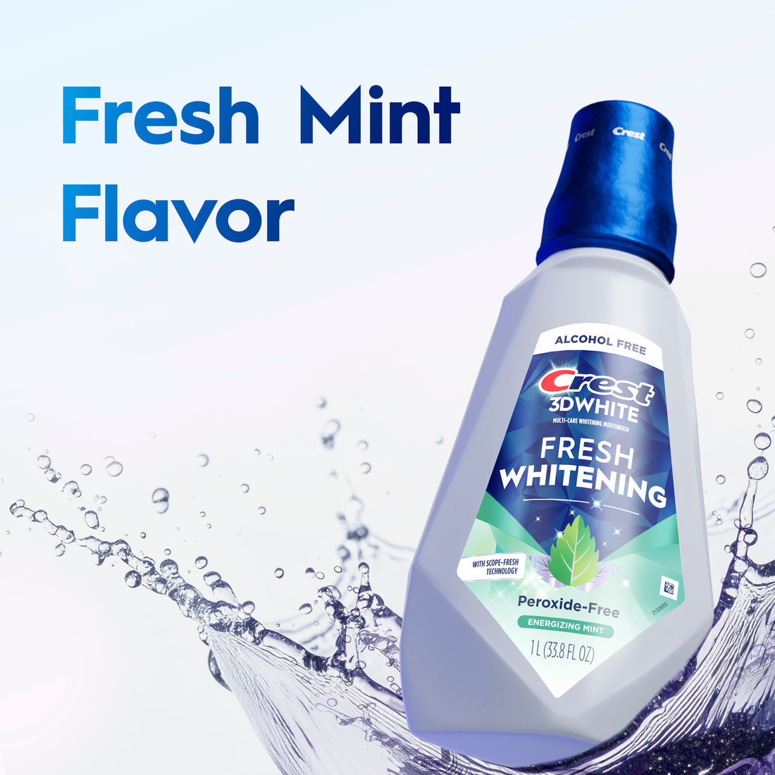 Crest 3D White Fresh Whitening Mouthwash/Mouth Rinse Great Tasting Whitening Guaranteed Alcohol-Free Peroxide Free Clean Mint Flavor 1L - 33.8oz/6pk