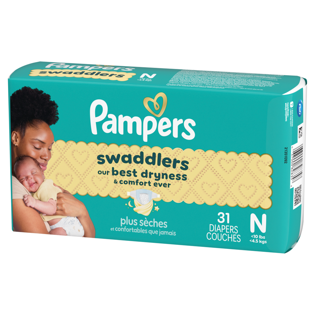 Pampers Swaddlers Diapers Size 0 (Up To 10 Lbs) Absorbent Keeps Baby Dry And Comfortable Pediatrician Recommended Skin Safe Disposable Baby Diaper - 31ct/4pk