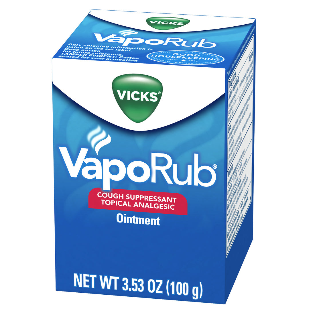Vicks Vaporub Original Cough Suppressant Topical Chest Rub & Analgesic Ointment Medicated Vicks Vapors Relief From Cough Due To Cold Aches & Pains - 3.53oz/24pk