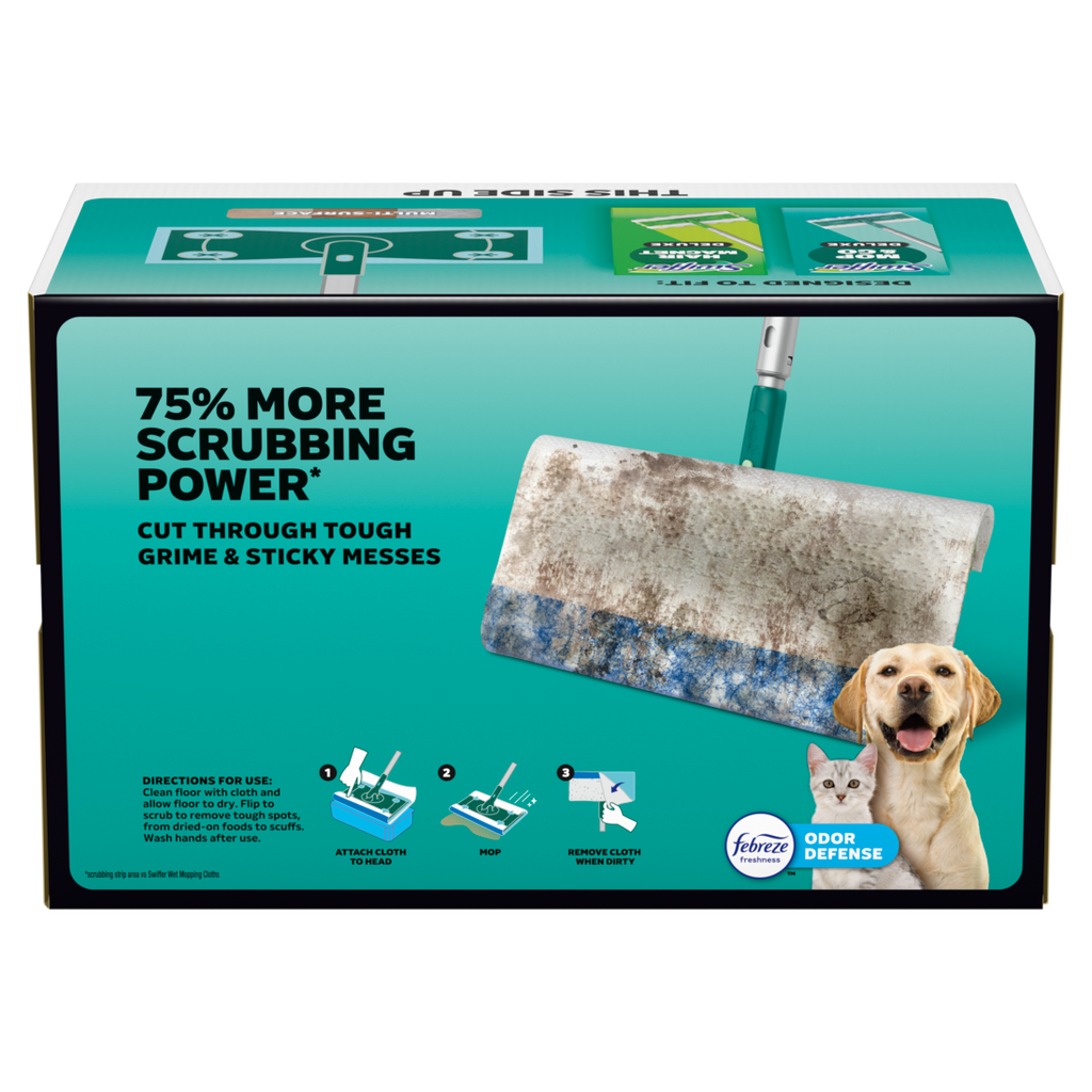Swiffer Heavy Duty Mop Wet Multi-Surface Cloth Refills For Floor Mopping And Cleaning Pet With Febreze Odor Defense - 32ct/1pk