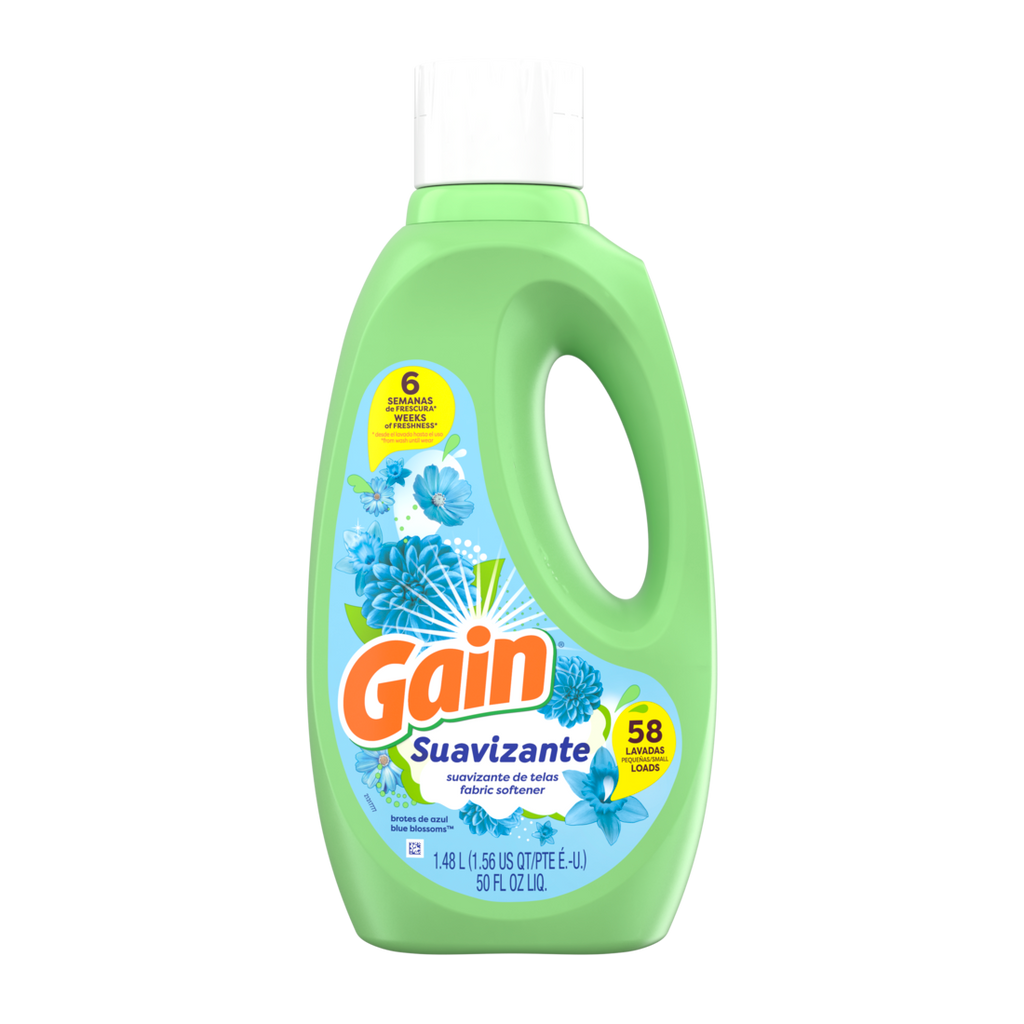 Gain Suavizante Liquid Fabric Softener Blue Blossoms Scent 58 Loads - 50oz/4pk