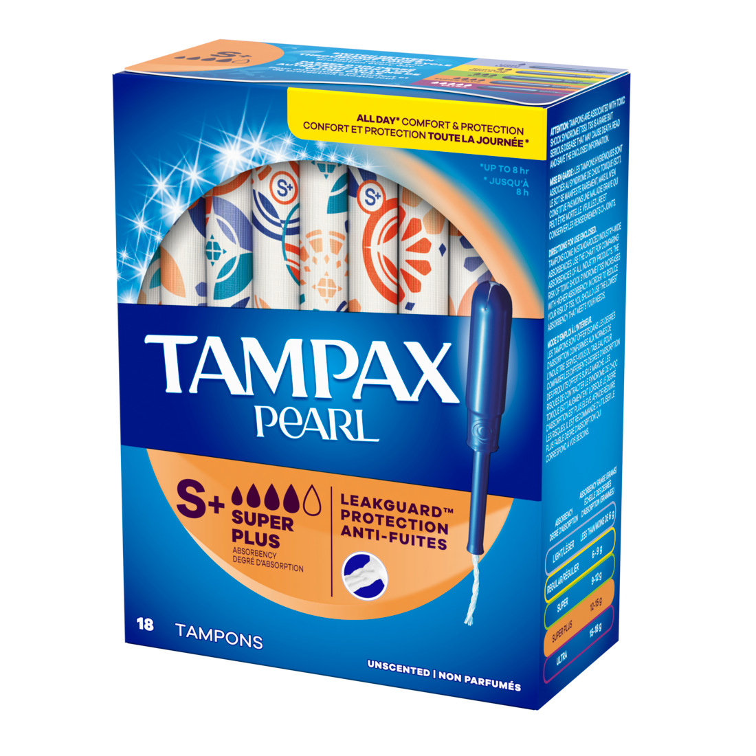 Tampax Pearl Tampons With Leakguard Braid Super Plus Absorbency Unscented - 18ct/12pk