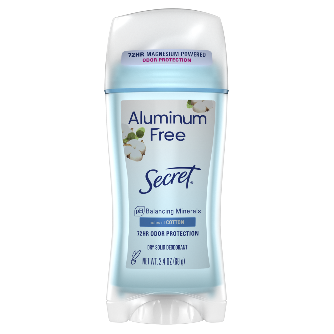 Secret Aluminum Free Deodorant For Women Dry Solid Cotton - 2.4oz/12pk