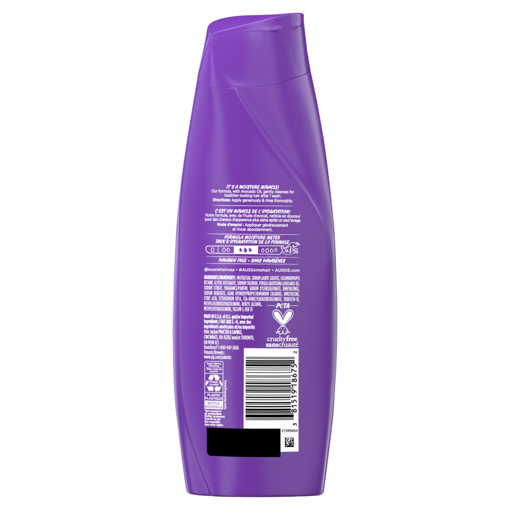 Aussie Miracle Moist Shampoo For Dry Hair And All Hair Types Moisturizing Paraben-Free - 12.1oz/6pk