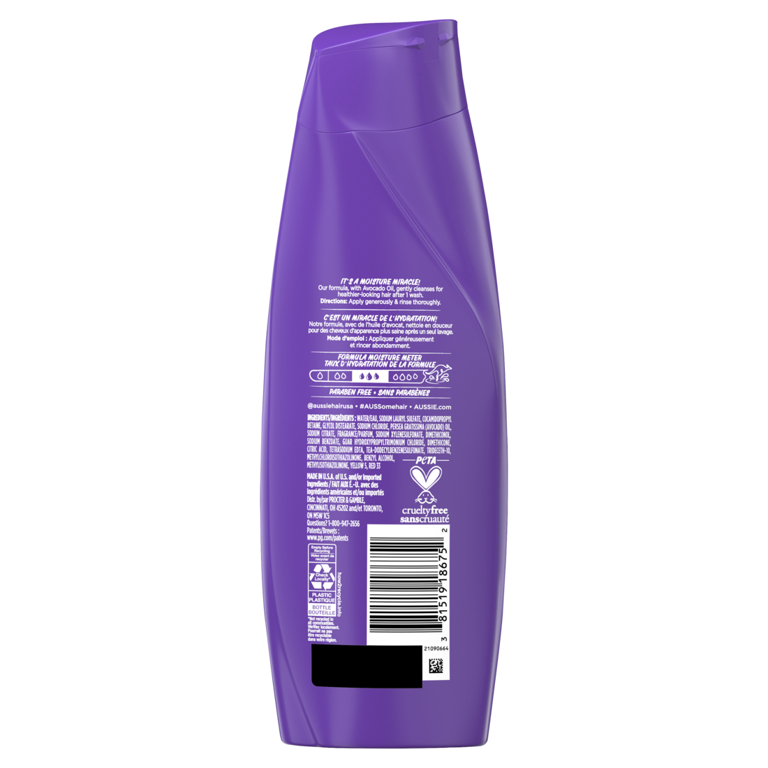Aussie Miracle Moist Shampoo For Dry Hair And All Hair Types Moisturizing Paraben-Free - 12.1oz/6pk