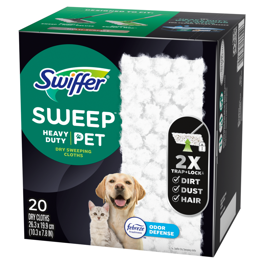 Swiffer Sweep + Mop Dry Pads Refill Floor Cleaner Cleaning Cloths Heavy Duty Pet - 20ct/4pk