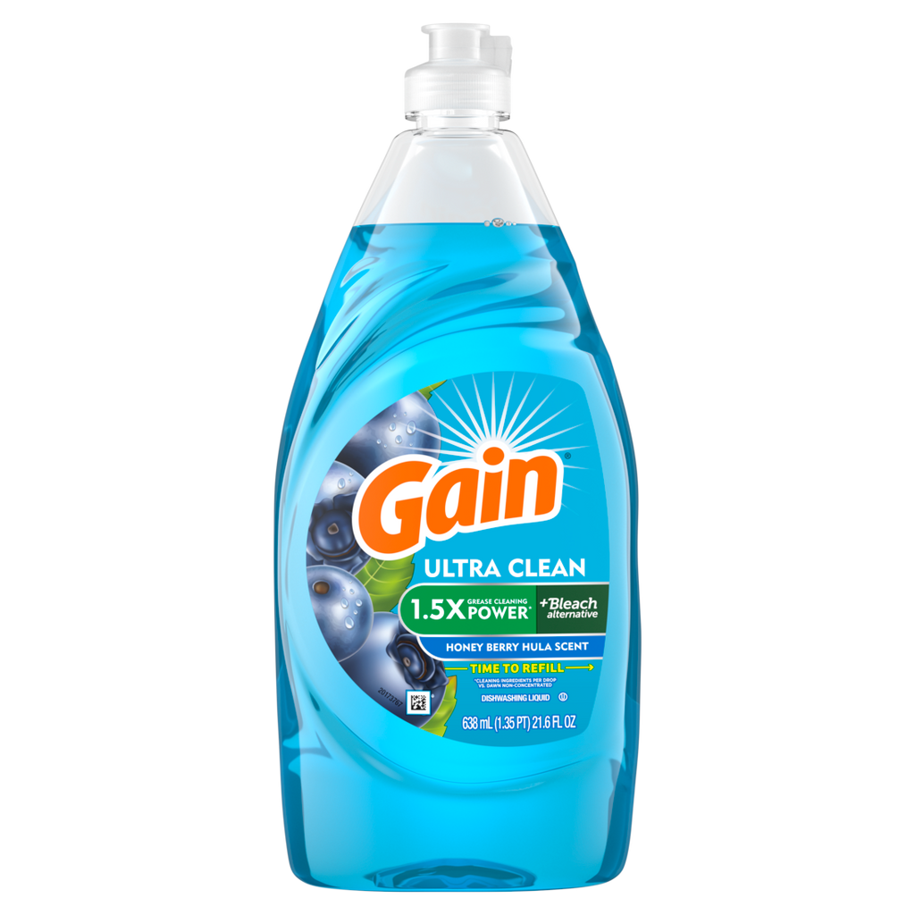 Gain Ultra + Bleach Alternative Dish Soap Dishwashing Liquid Honey Berry Hula - 21.6oz/10pk