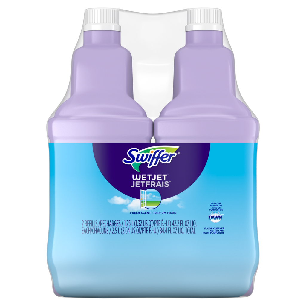 Swiffer WetJet With The Power Of Dawn Floor Cleaner Fresh Scent Pack Of 2 - (2x42.2)oz/3pk