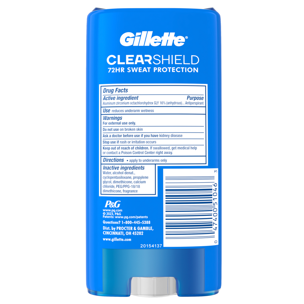 Gillette Clear Gel Antiperspirant And Deodorant For Men Power Rush Scent Twin Pack - (2x3.8)oz/6pk