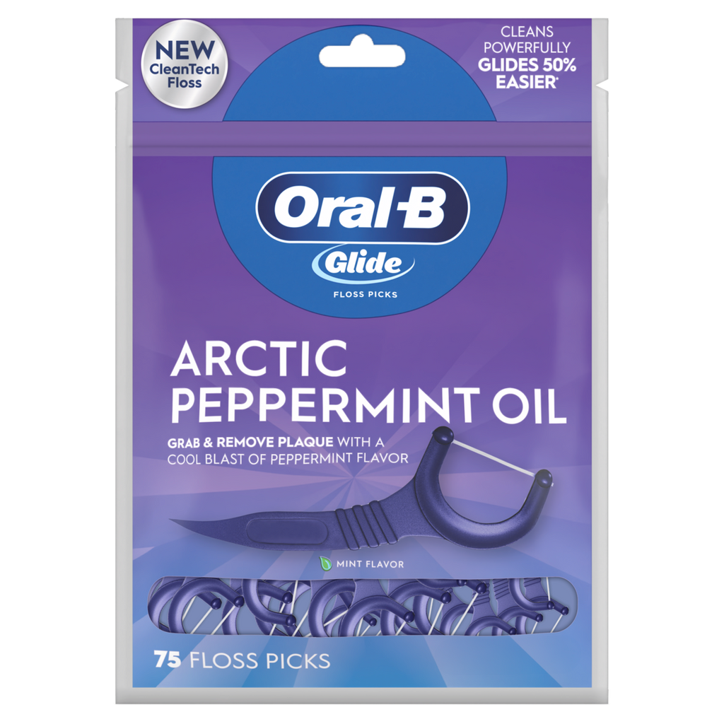 Oral-B Glide Peppermint Dental Floss Picks With Arctic Peppermint Oil Flavor 75 Picks - 75ct/48pk
