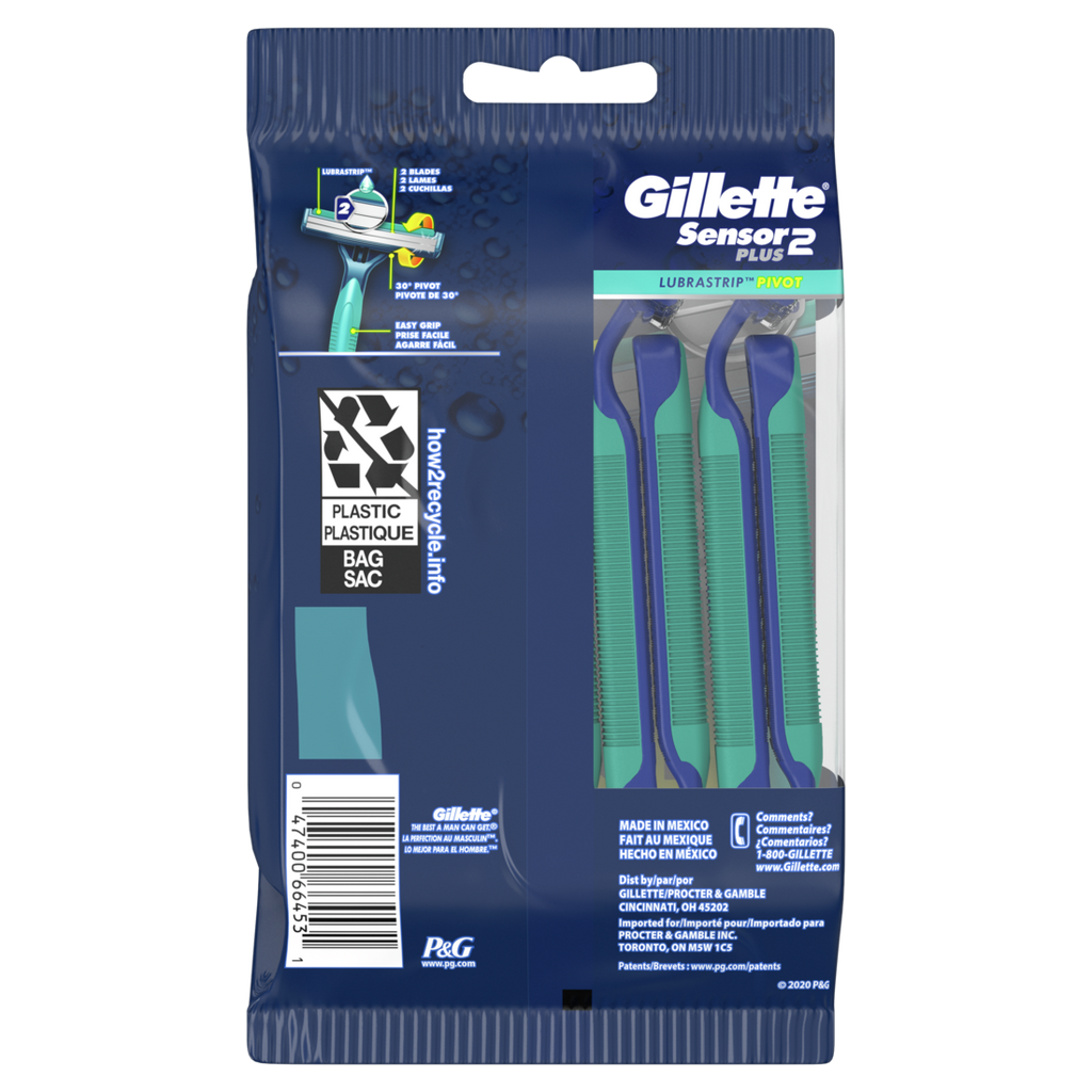 Gillette Sensor2 Plus Pivoting Head Men's Disposable Razors - 10ct/6pk