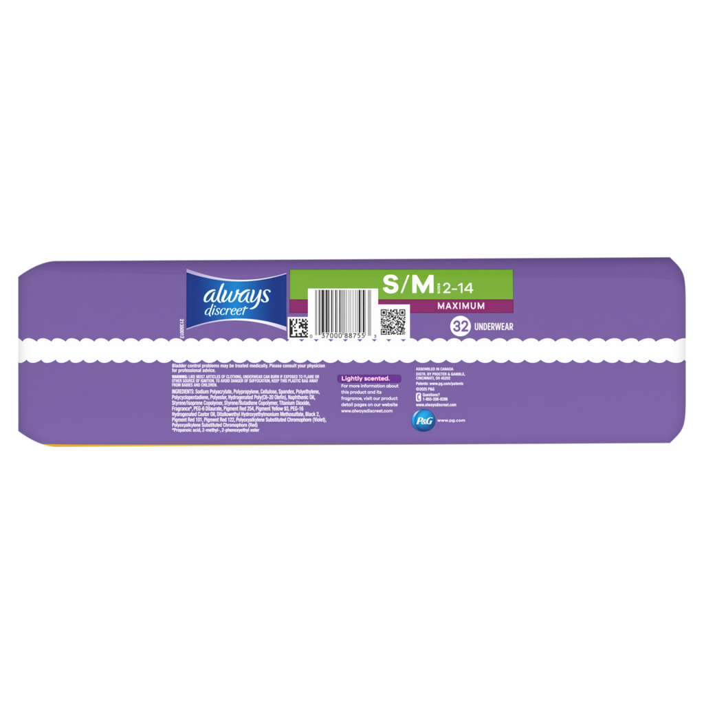 Always Discreet Reimagined Adult Diapers For Women Maximum Incontinence And Postpartum Underwear S/M - 32ct/2pk