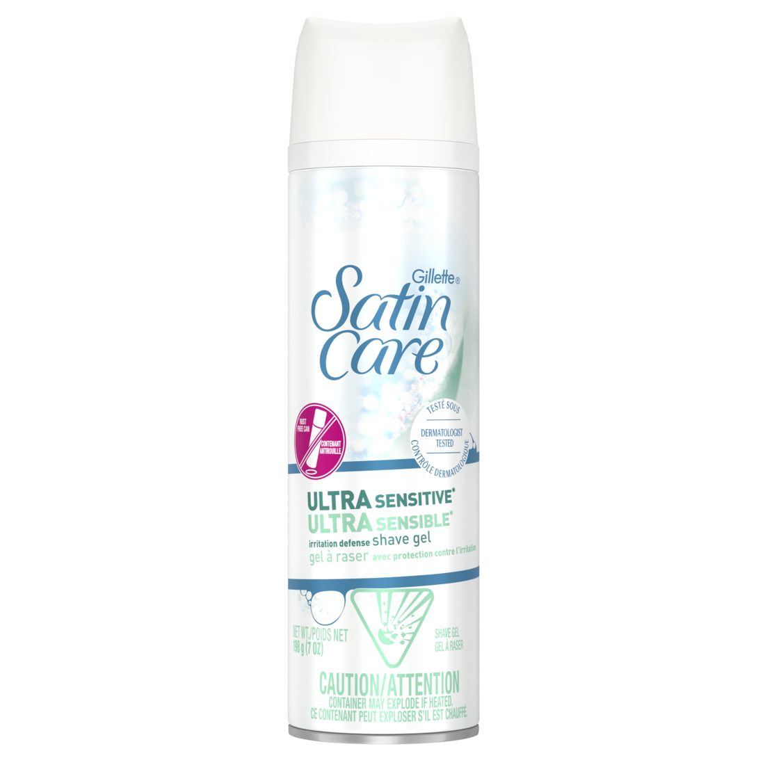 Gillette Venus Satin Care Ultra Sensitive Skin Shave Gel Shaving Cream For Women Fragrance Free - 7oz/12pk