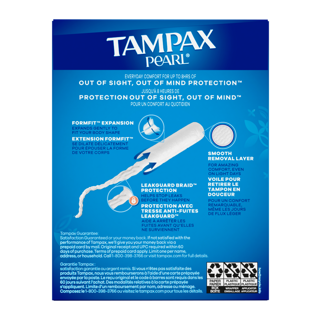 Tampax Pearl Tampons With Leakguard Braid Super Plus Absorbency Unscented - 18ct/12pk