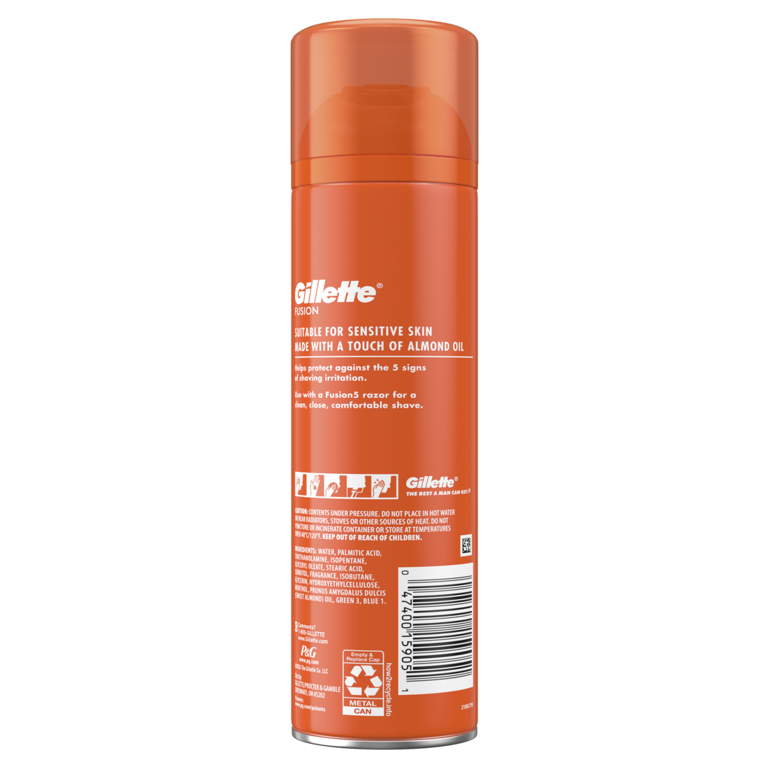Gillette Fusion Sensitive Skin Shaving Gel For Men For Smooth Skin With Almond Oil Shave Gel For Men's Grooming Suitable For Sensitive Skin - 7oz/6pk