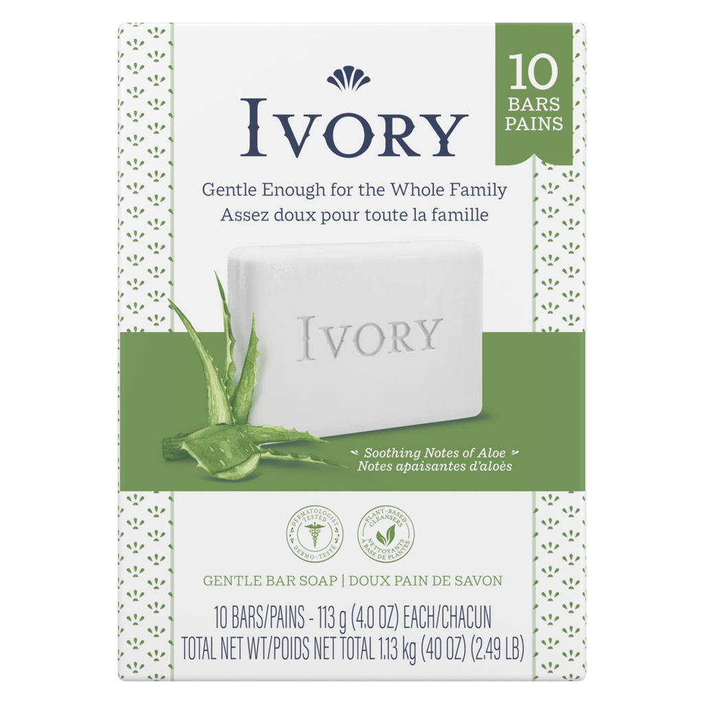 Ivory Gentle Bar Soap Soothing Notes Of Aloe - (10x4.0)oz/8pk