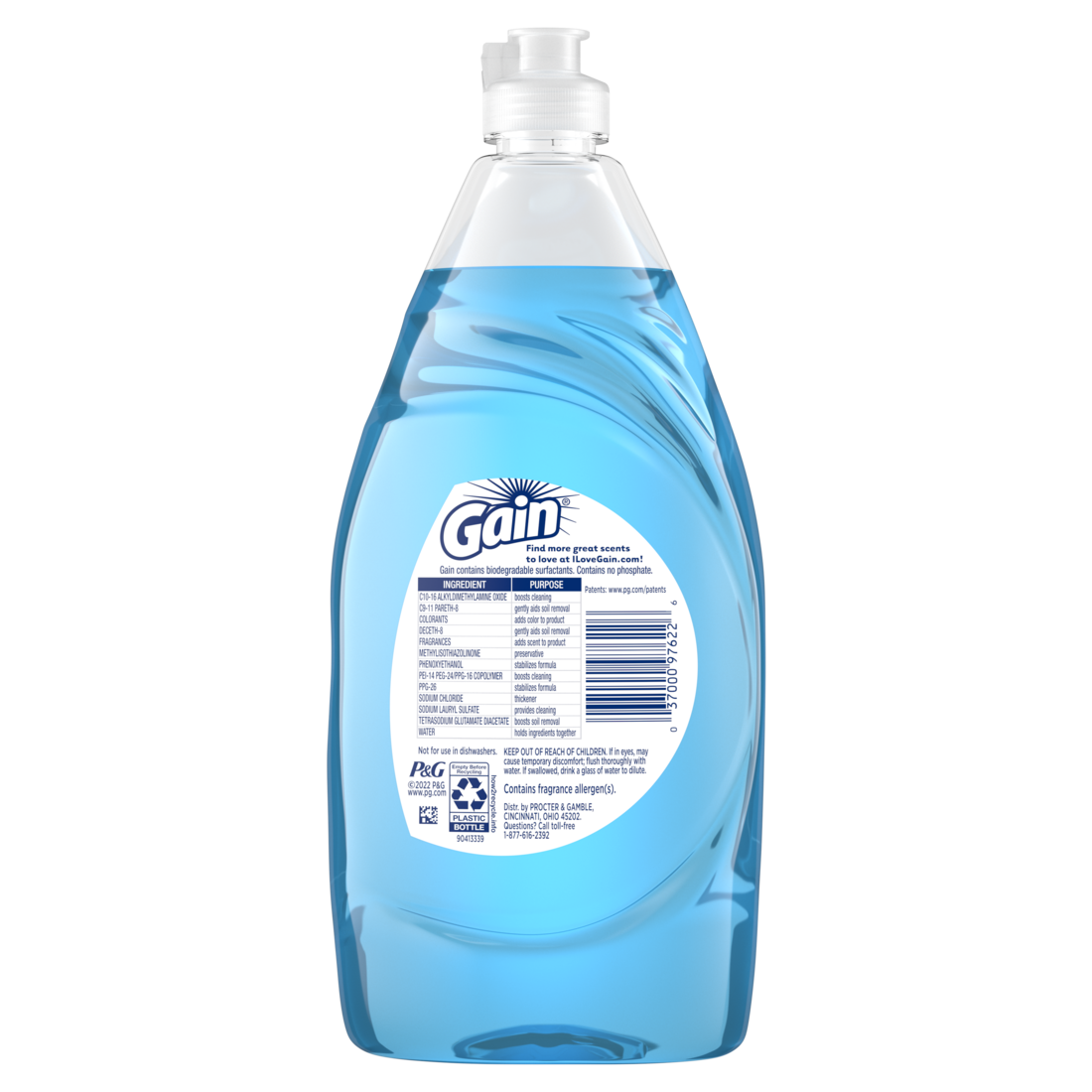 Gain Ultra + Bleach Alternative Dish Soap Dishwashing Liquid Honey Berry Hula - 21.6oz/10pk