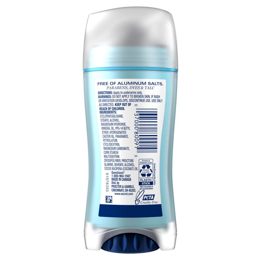Secret Aluminum Free Deodorant For Women Dry Solid Coconut - 2.4oz/12pk
