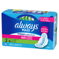 Always Maxi Feminine Pads With Wings For Women Size 2 Long Super Absorbency Unscented - 32ct/6pk