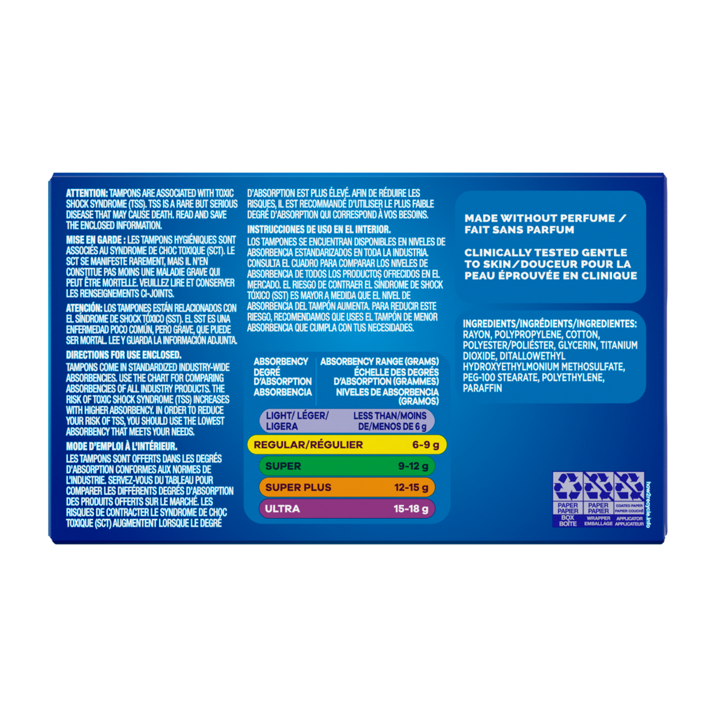 Tampax Cardboard Tampons Regular Absorbency Anti-Slip Grip Leakguard Skirt Unscented - 10ct/48pk