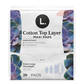 L. Extra Long Maxi Pads For Women Organic Cotton Top Layer Overnight Absorbency Pads With Wings - 20ct/6pk