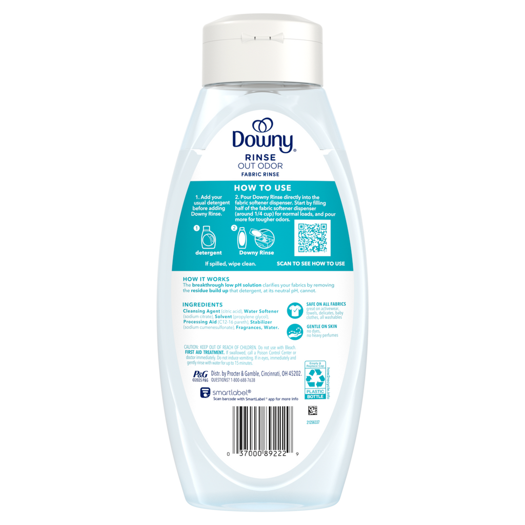 Downy Rinse Laundry Odor Remover Cool Cotton Scent Fabric Softener And Laundry Odor Removal Rinse Fights Odors At The Source He Compatible - 25.5oz/6pk