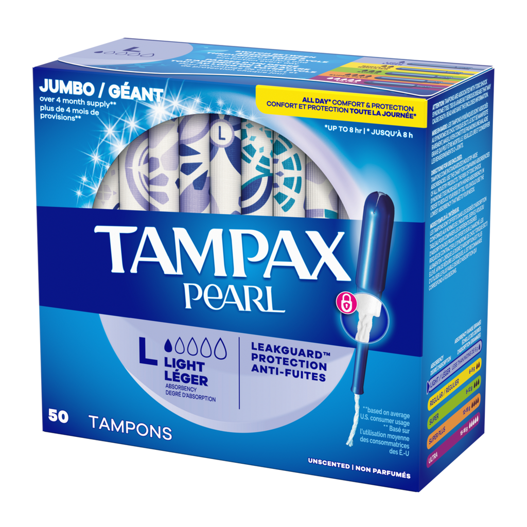 Tampax Pearl Tampons With Leakguard Braid Light Absorbency Unscented - 50ct/6pk