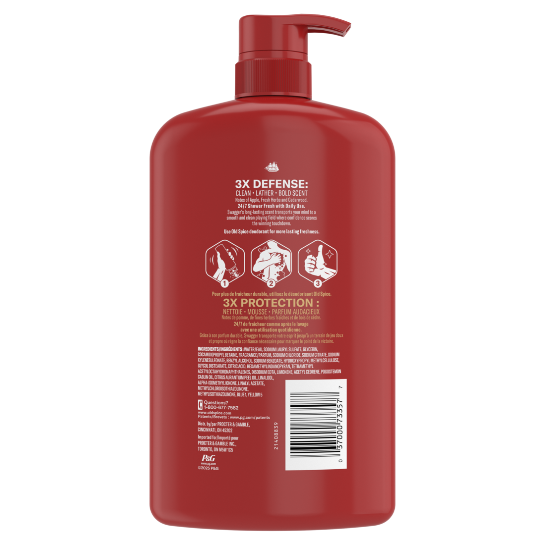 Old Spice Red Collection Body Wash For Men Swagger Scent Shower Fresh Lasting Scent - 33.4oz/4pk