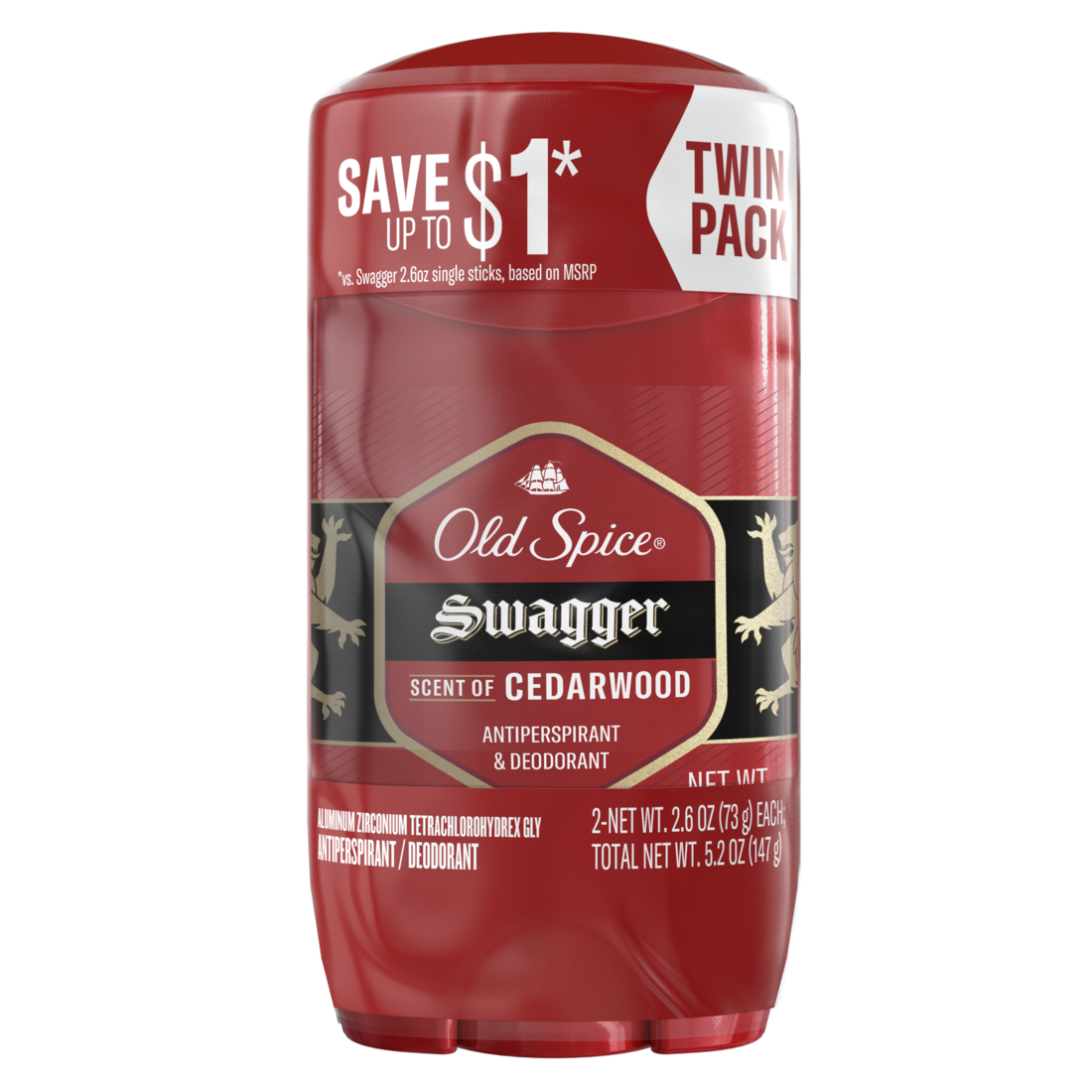 Old Spice Antiperspirant And Deodorant For Men Invisible Solid Swagger Scent Twin Pack - (2x2.6)oz/6pk