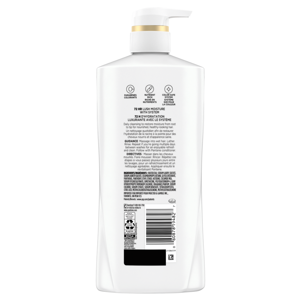 Pantene Daily Moisture Renewal 72 HR Lush Moisture Shampoo - 17.9oz/4pk