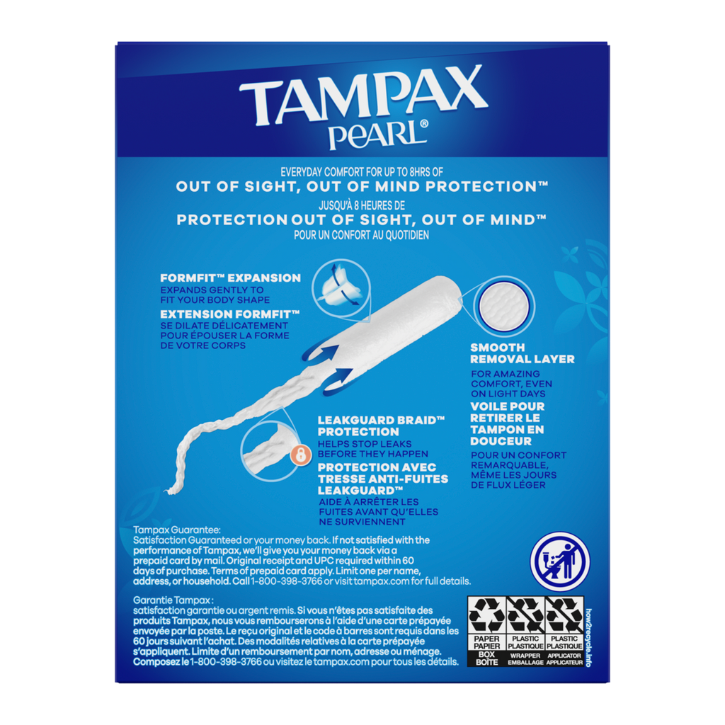 Tampax Pearl Tampons With Leakguard Braid Regular Absorbency Unscented - 18ct/12pk