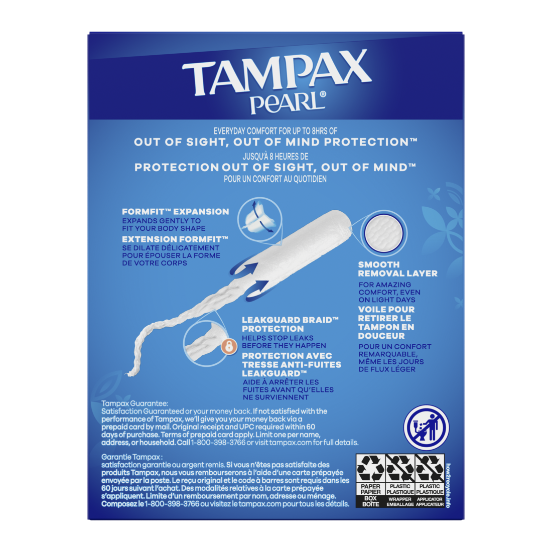 Tampax Pearl Tampons With Leakguard Braid Regular Absorbency Unscented - 18ct/12pk